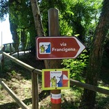 Hier vlakbij de ingang van de agriturismo loopt een bekend pelgrimspad, dat SInt Franciscus heeft gelopen: de via Francigena.