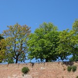 Muren van een fort in het centrum van Siena.