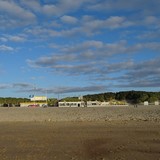 Het strandpaviljoen op dinsdag 21 juli 2015.