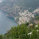 Uitzicht op Positano vanuit het restaurant.