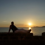 Zonsondergang bezien vanaf de wallen van het oude centrum in Alghero.