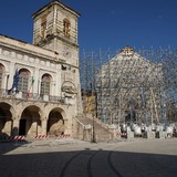 Het beschadigde centrum van Norcia.